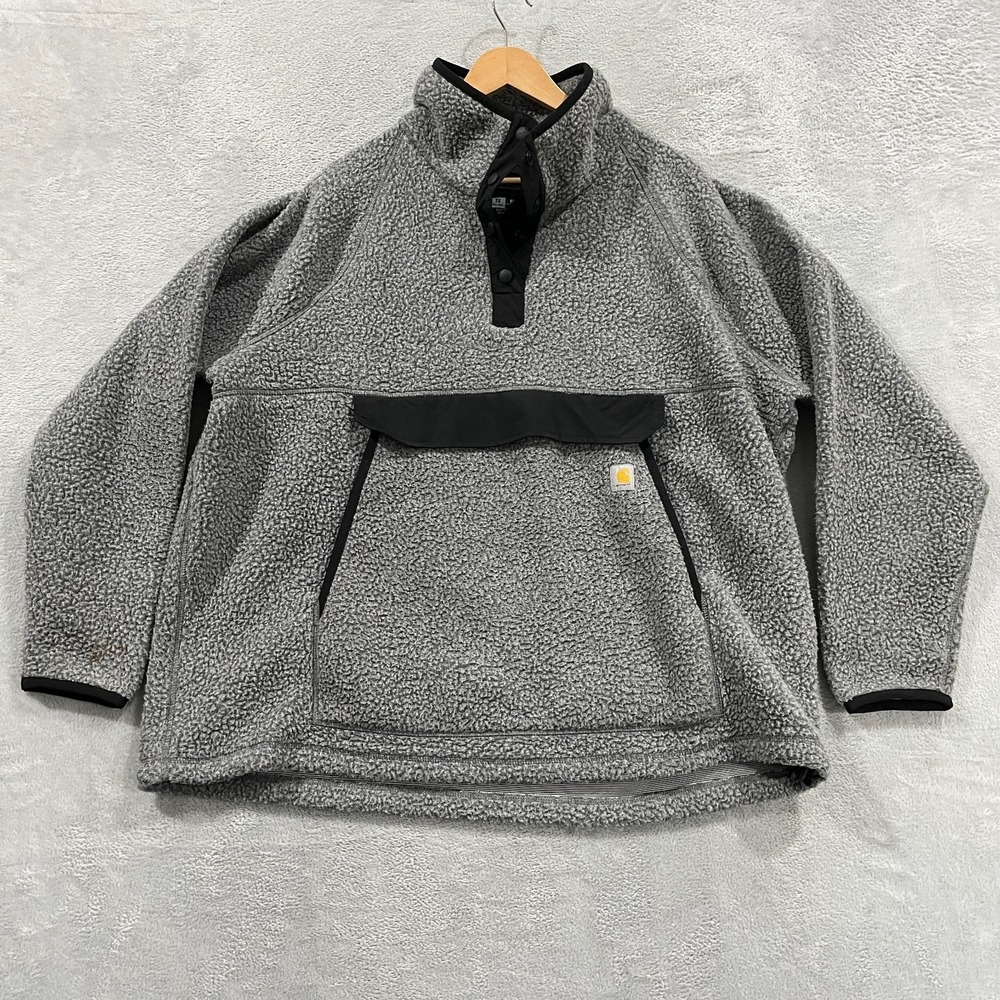 Carhartt Women's 2X Sherpa Fleece‎ Jacket OJ4991-W  Grey Snap Front Warm Outdoor